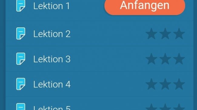 Screenshot Mondly Sprachlern-App Lektionen